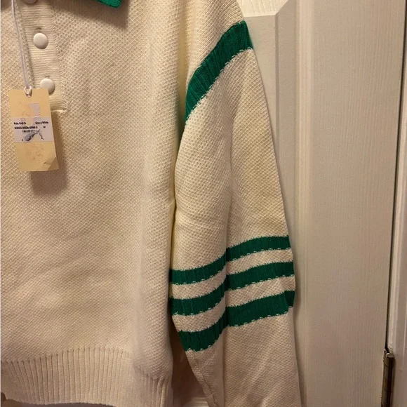 MNML Men’s Polo Knit Green/White Sweater Size Medium BNWT - Picture 2 of 11